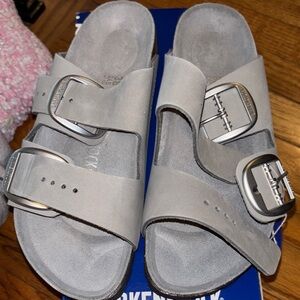 Birkenstock Light Gray Buckle Sandals